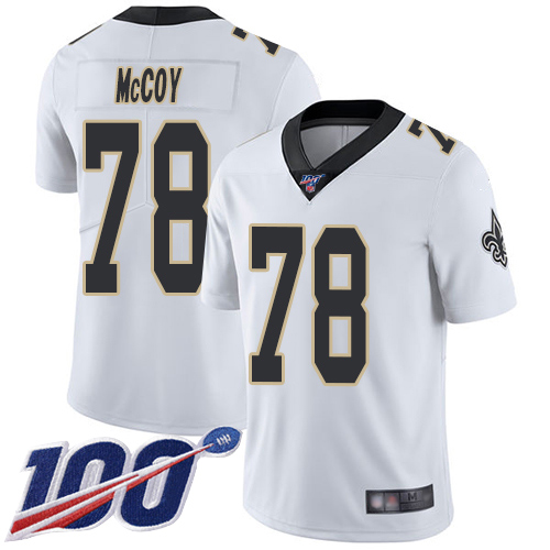 Men New Orleans Saints Limited White Erik McCoy Road Jersey NFL Football #78 100th Season Vapor Untouchable Jersey